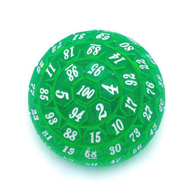 Green & Clear Raised Face Acrylic with Box - D100 RPG Dice